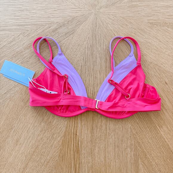 L Space Bikini Top Womens Medium Pink Fused Zendaya Color Block Barbiecore NWT - Picture 5 of 6